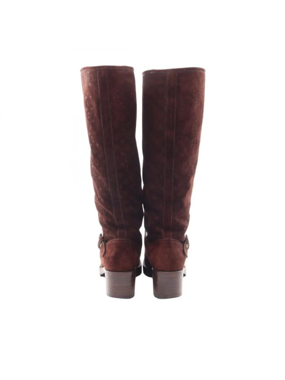 Louis Vuitton Boots Monogram Dark Brown Suede Long